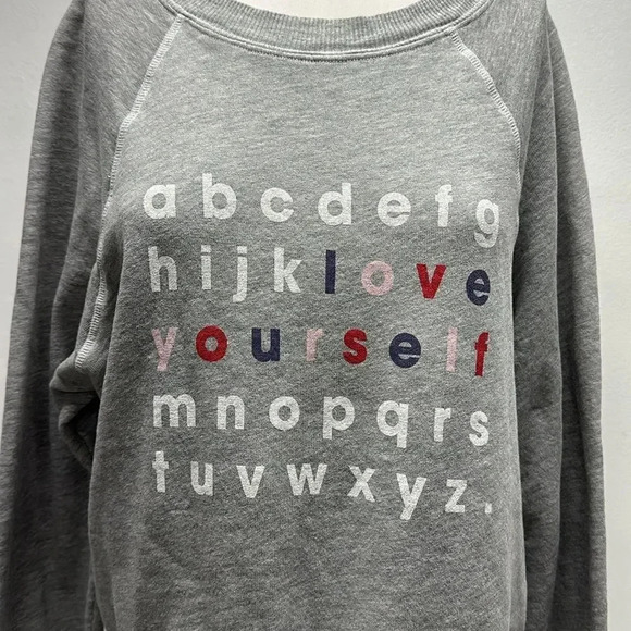 Wildfox Sweatshirt Crewneck Long Sleeve Alphabet Love Yourself Grey Size Small - Picture 3 of 8